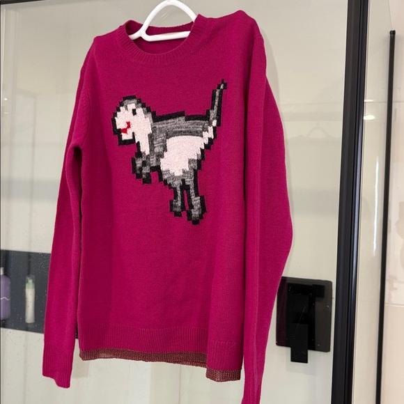 💗🦖COACH 1941 Pink Super Fuzzy Sweater REXY DINOSAUR Size M 🦖💗 - Picture 5 of 7
